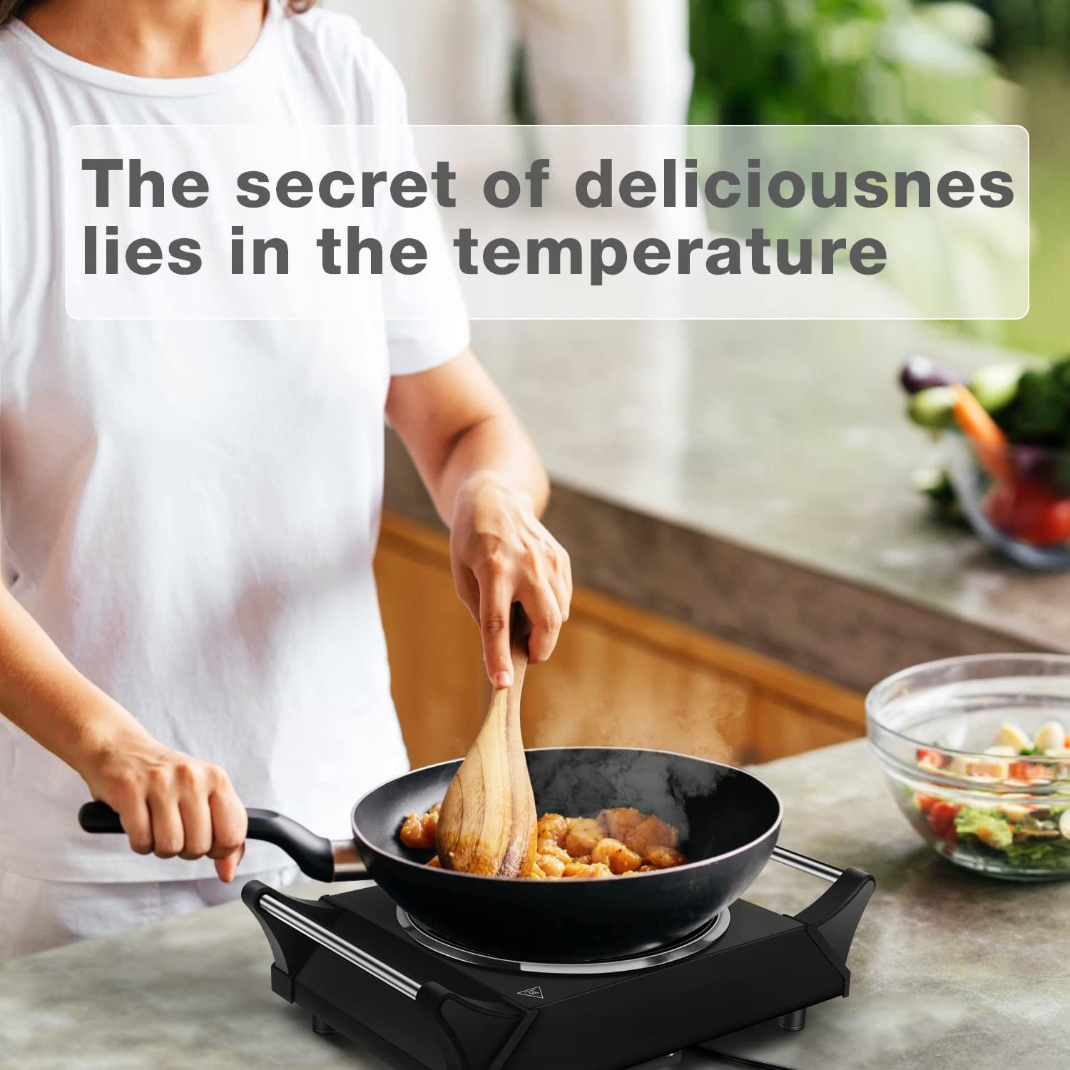 Hot Plate, Techwood Portable Electric Stove for cooking, 1200W Countertop Infrared Single Burner with Handles & 7.5&rdquo; Glass Cooktop for RV/Home/Camp, Compatible for All Cookwares Upgraded Version