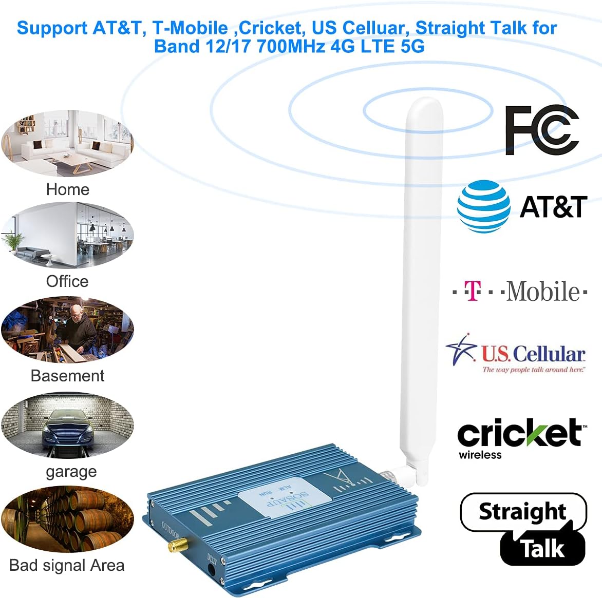 AT&T Cell Phone Signal Booster AT&T Signal Booster 4G LTE 5G T Mobile ATT Cell Phone Booster AT&T Booster Cricket Band 12/17 AT&T Cell Signal Booster AT&T Cell Booster for Home Boost Call/Data
