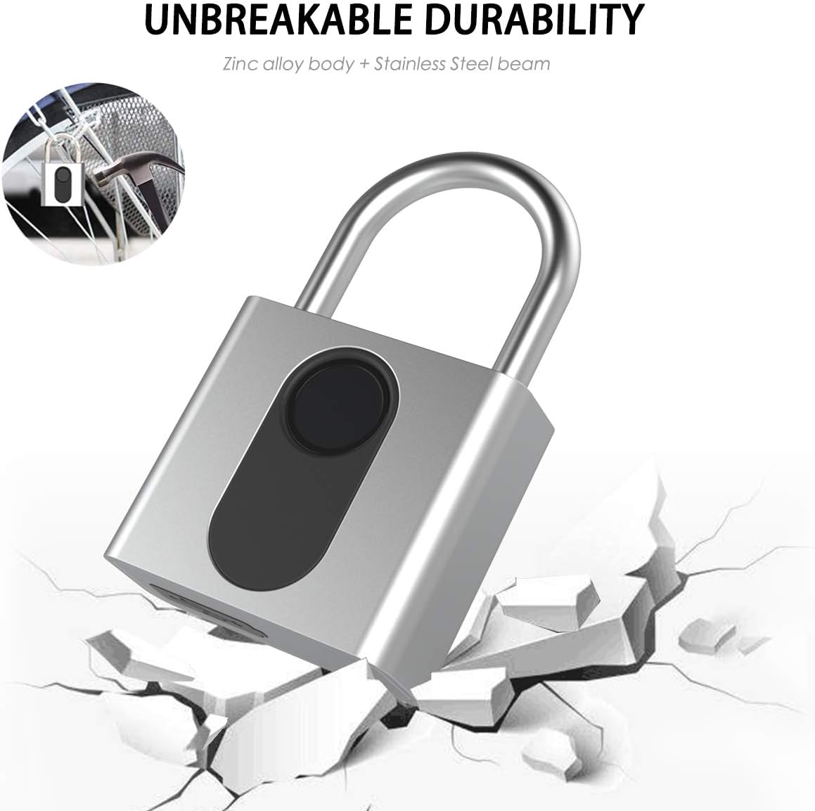 Fingerprint Padlock, MEGAFEIS Smart Padlock, Bluetooth Lock, Mobile APP, IP66 , Biometric Lock with Keyless for Lockers, Office, School, Gym, Factory, Garage, Storage, Gate, Shed, Bike, Cabinet.