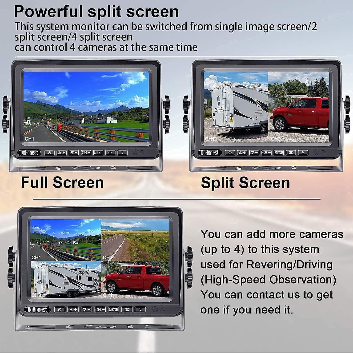 Wireless Backup Camera for RV HD 1080P 2 Rear View Camera 7���� DVR Touch Key Monitor Stable Digital Signals,Support 4 Cameras with Adapter for Furrion Pre-Wired RV,Trailer,Truck,5th Wheel DoHonest- V23