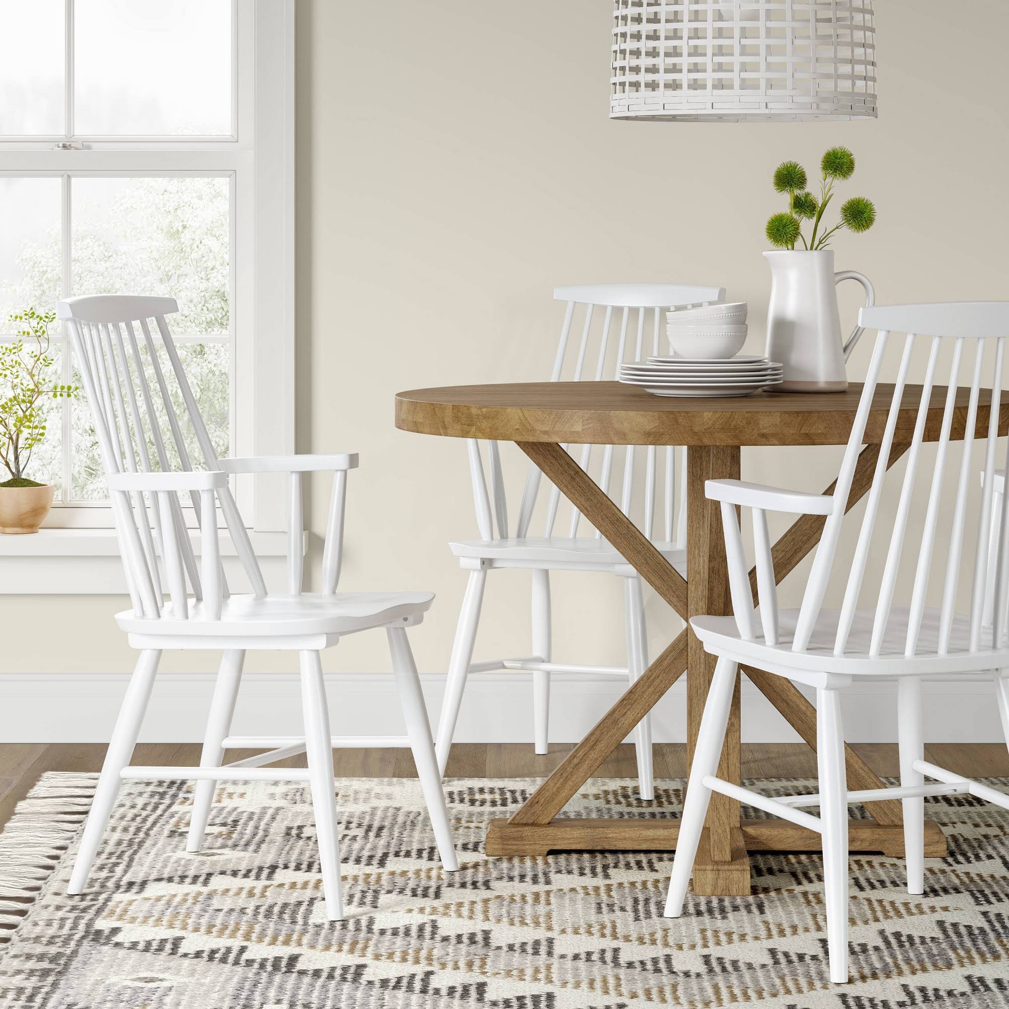 Harwich Wood Arm Dining Chair White - Threshold