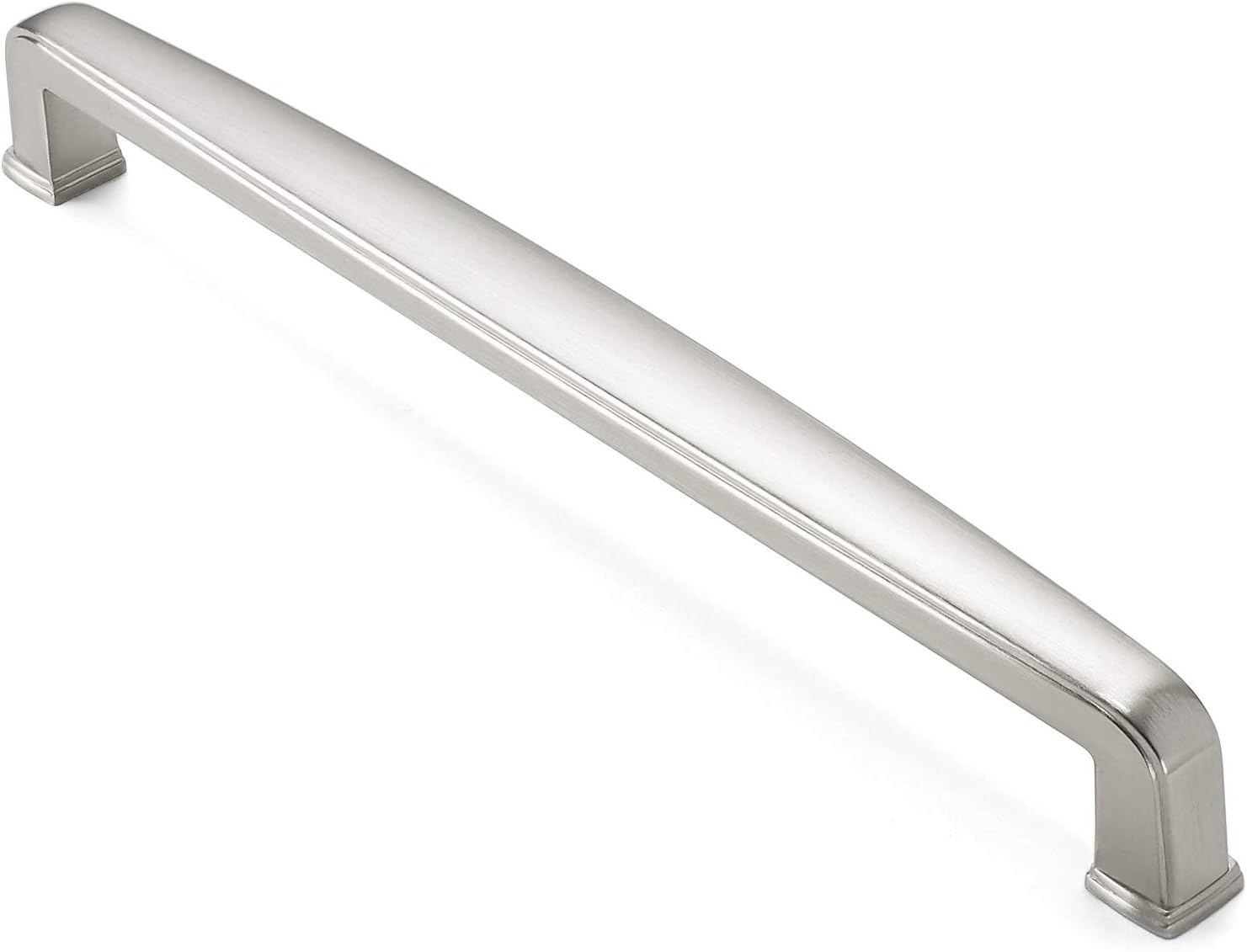 Cauldham 10 Pack Solid Kitchen Cabinet Handles (7-1/2 Hole Centers) - Drawer/Door Hardware - Style T765 - Satin Nickel Pack of 2