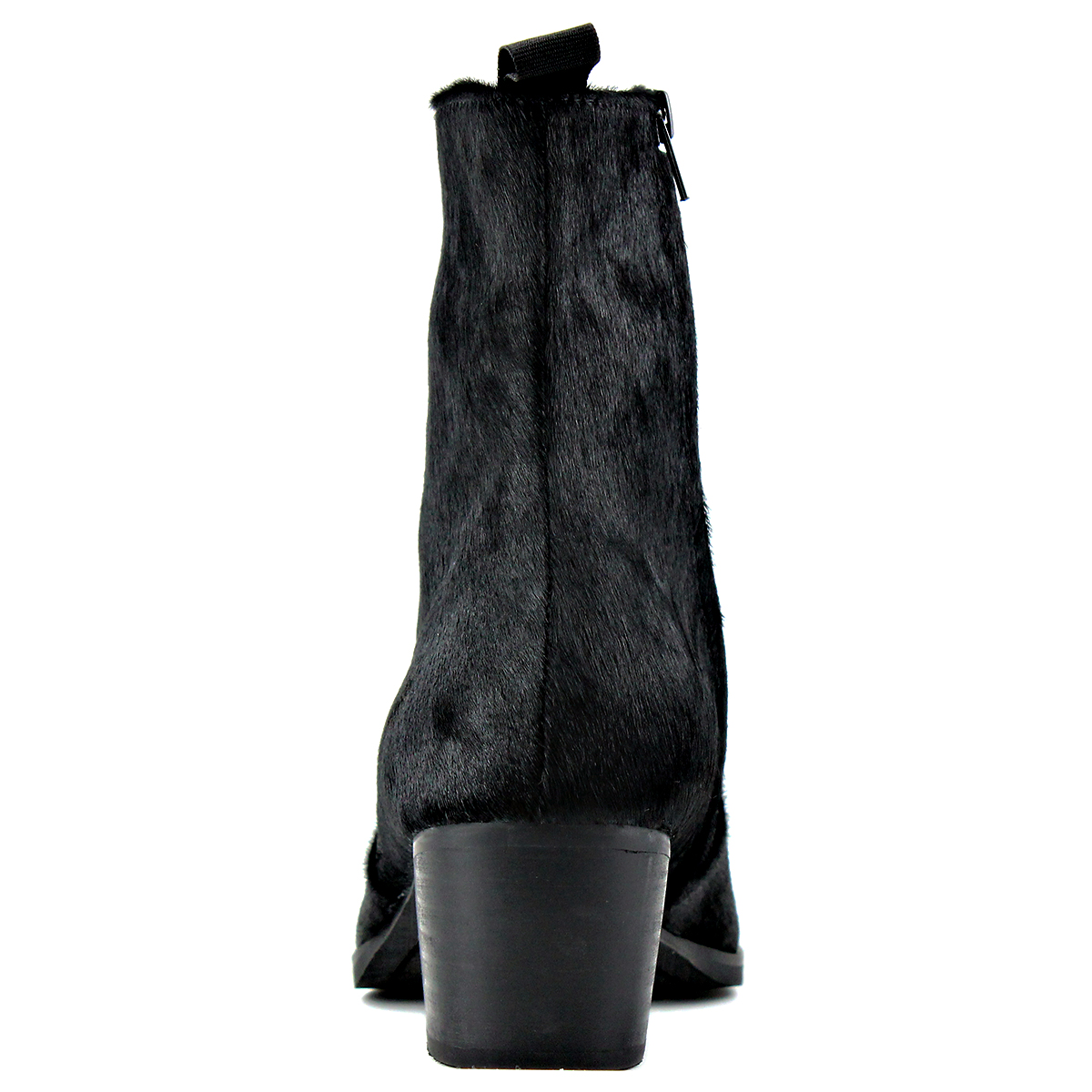 OSSTONE Dress Boots Chelsea Pony Hair Boots for Men Zipper-up Leather Casual Heel Shoes JY021-Black-7 Black