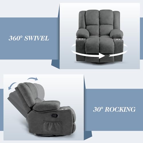 Oversized Power Lift Recliner Chair for Elderly with Massage, Electric Lift Chair Sofa with USB Port, Infinite Position, Side Pockets, Remote Control, Dark Grey