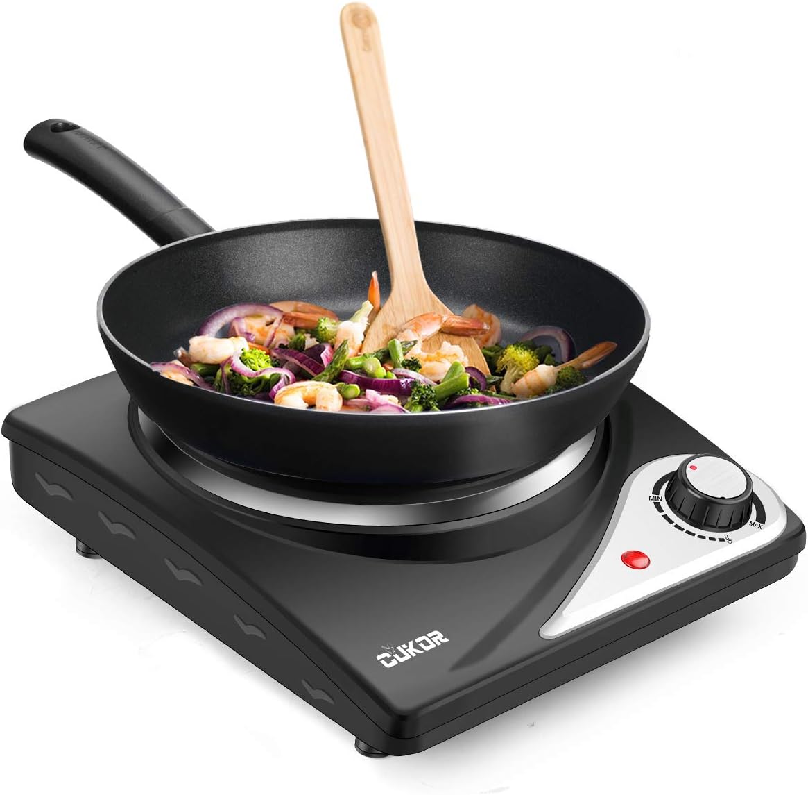 CUKOR Hot Plate,Electric Single Burner for Cooking,1500W Portable Electric Stove,cast-iron,Stainless Steel Non-Slip Rubber Feet