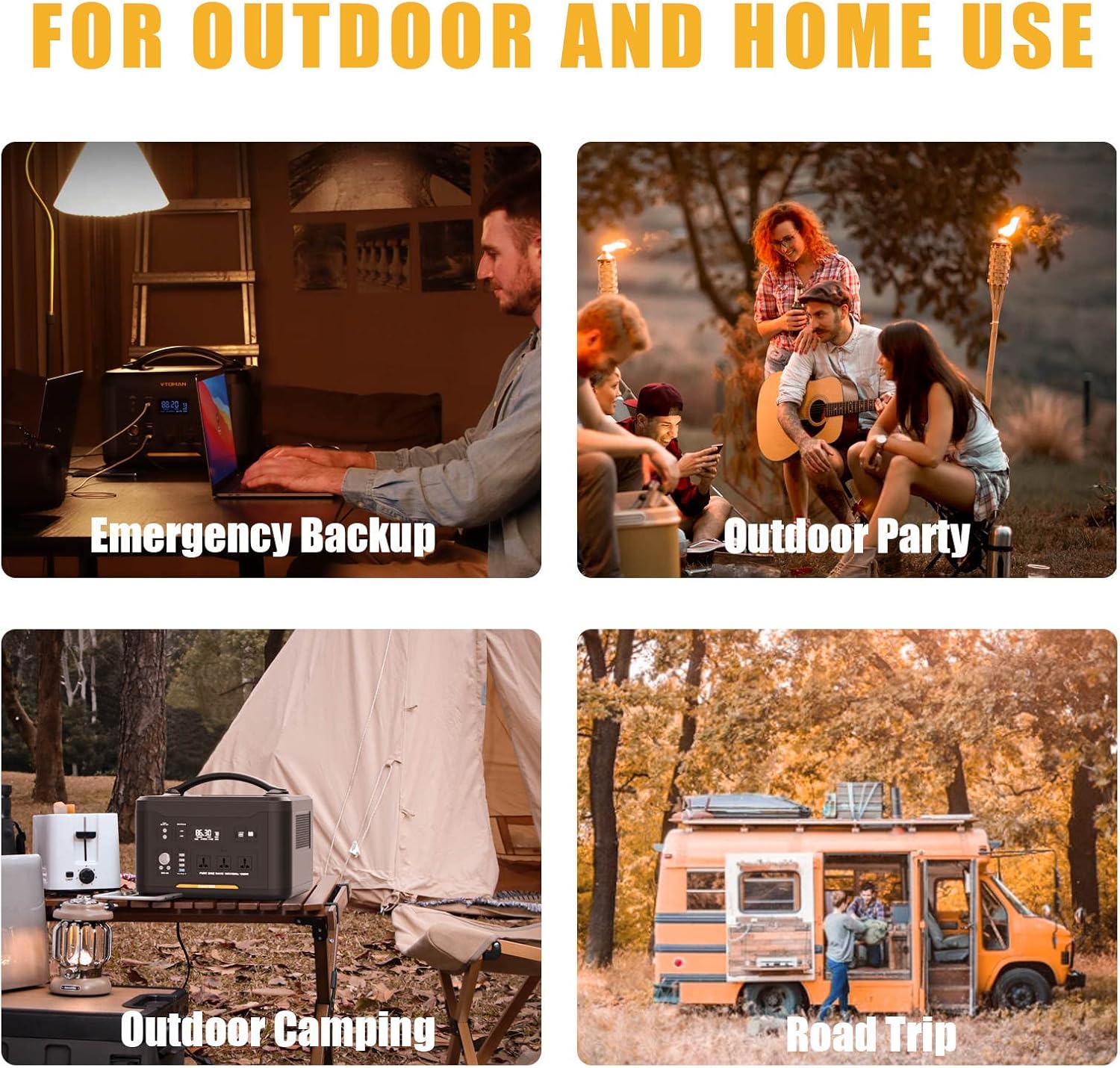 VTOMAN Jump 1500 Portable Power Station with Jump Starter, 1500W/1548Wh LiFePO4 Battery Station with AC 1500W(Peak 3000W)/PD 100W/QC3.0/DC 12V, Battery Powered Generator for Outdoor RV/Van Camping
