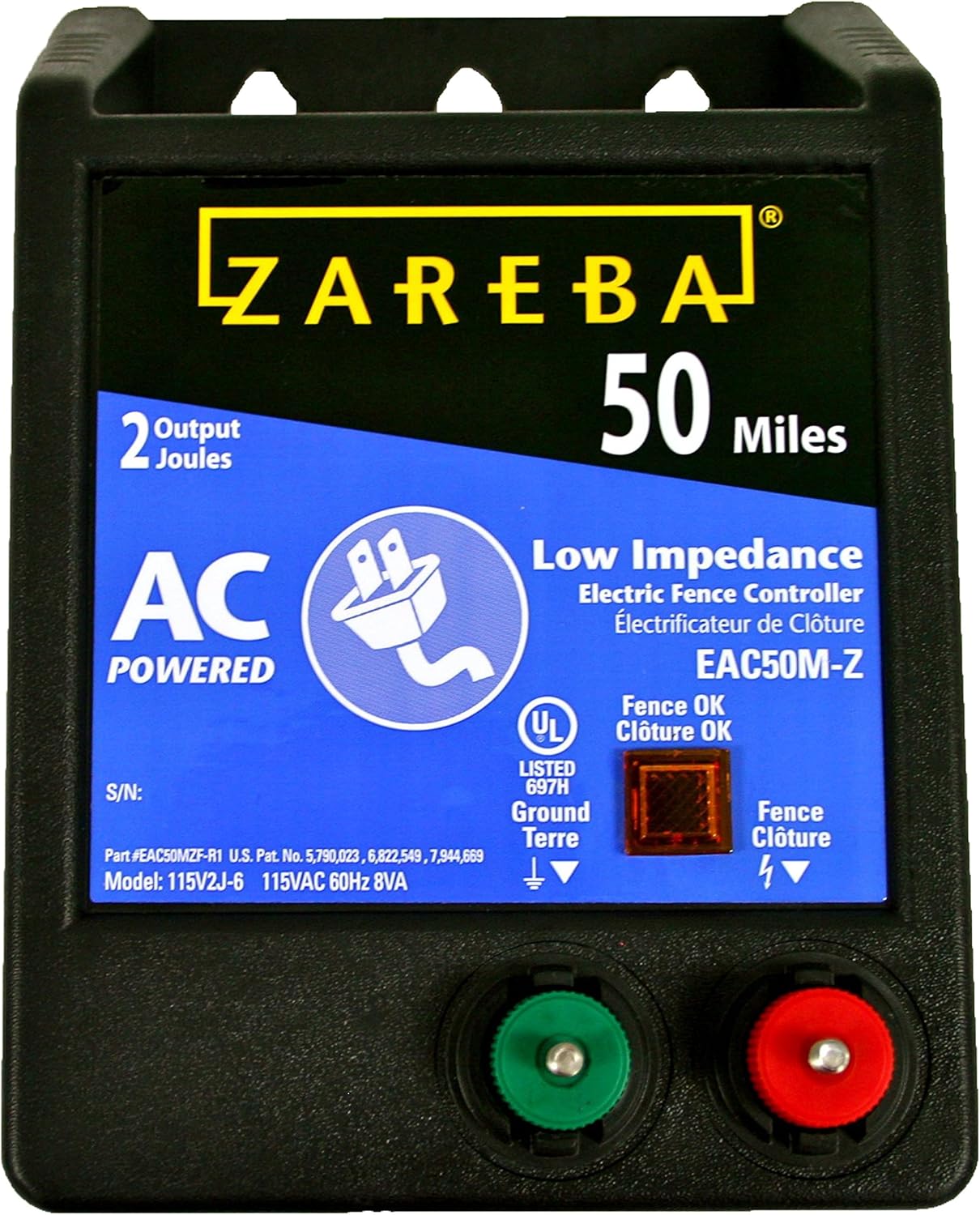 Zareba EAC50M-Z AC-Powered Low-Impedence 50-Mile-Range Electric Fence Charger