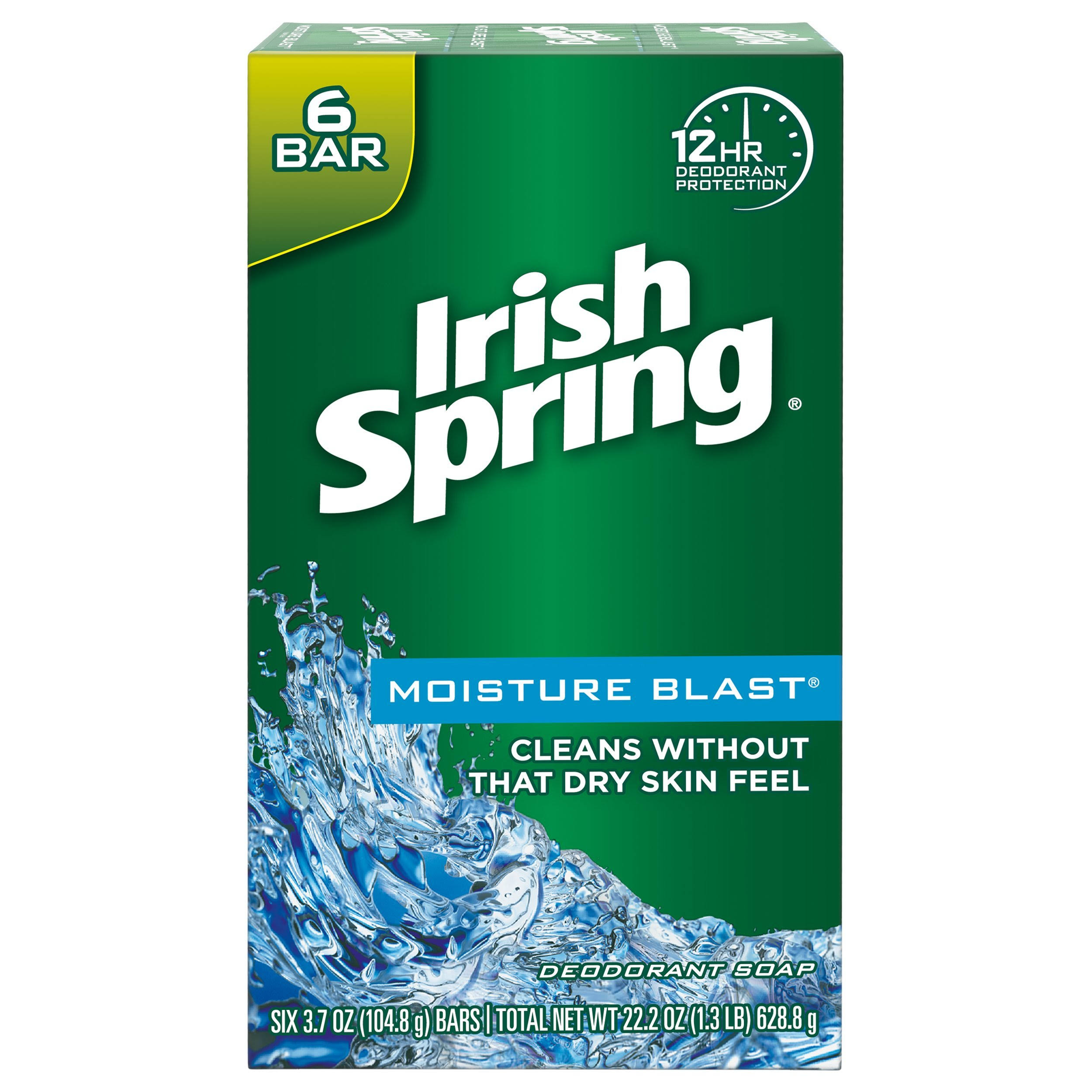 Irish Spring Moisture Blast Moisturizing Bar Soap - 6 Count (12 Pack) - Megean