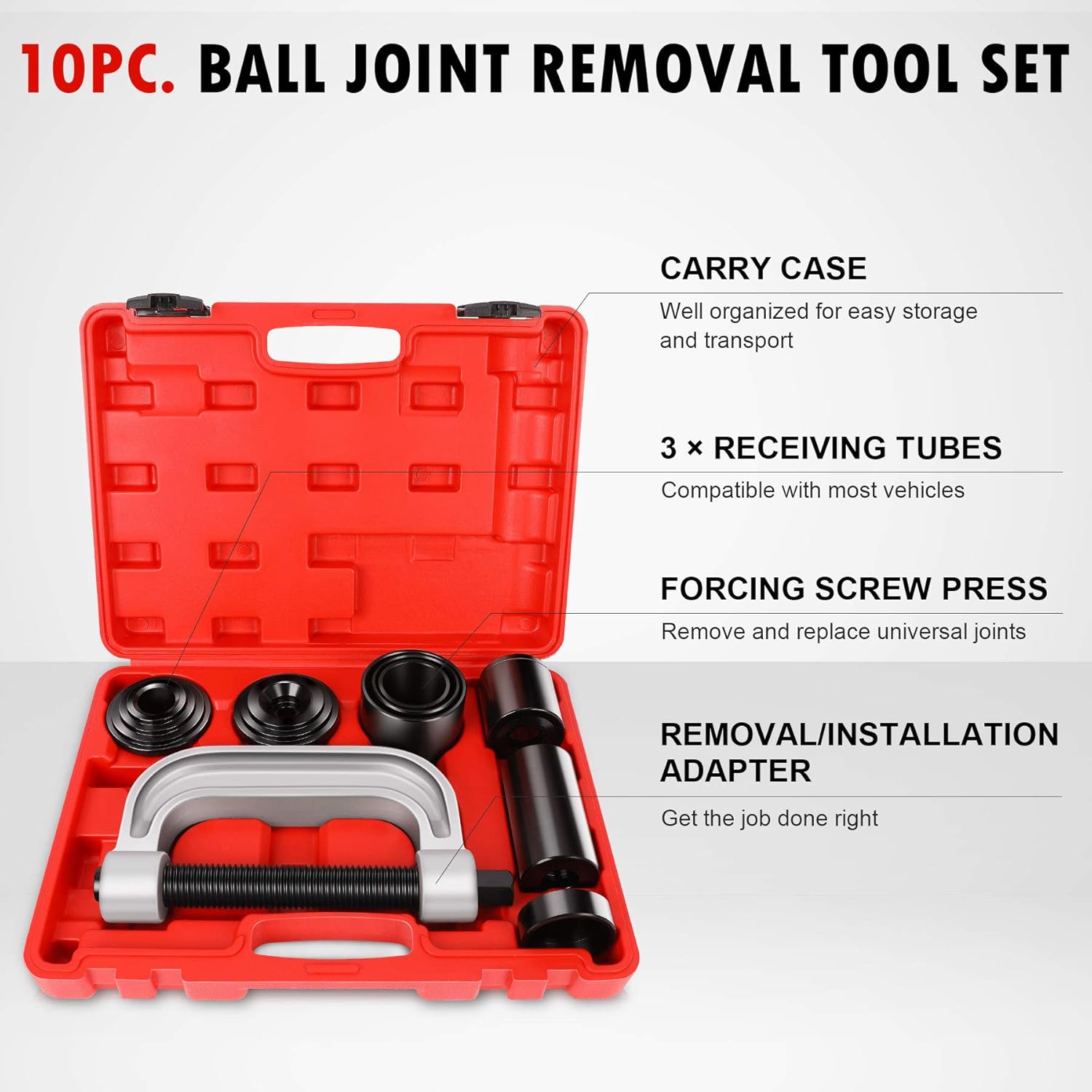 Heavy Duty Ball Joint Press & U Joint Removal Tool Kit with 4x4 Adapters, for Most 2WD and 4WD Cars and Light Trucks