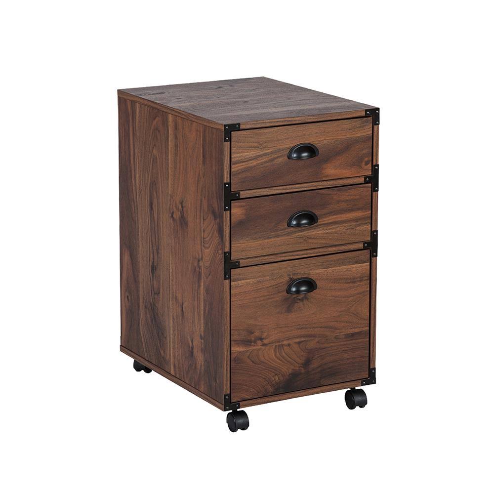 Saint Birch Bombay Walnut 3-Drawer Lateral File Cabinet, Brown