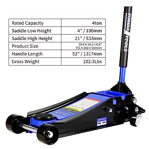 3 Ton/6600 LBS Floor Jack, Low Profile Floor Jack, Steel Racing Floor Jack with Dual Pistons Quick Lift Pump, Hydraulic Floor Jack, Lifting Range 3.3"-18.5" (Blue-Lift 3.3"-18.5" 3 Ton(6,600lb))