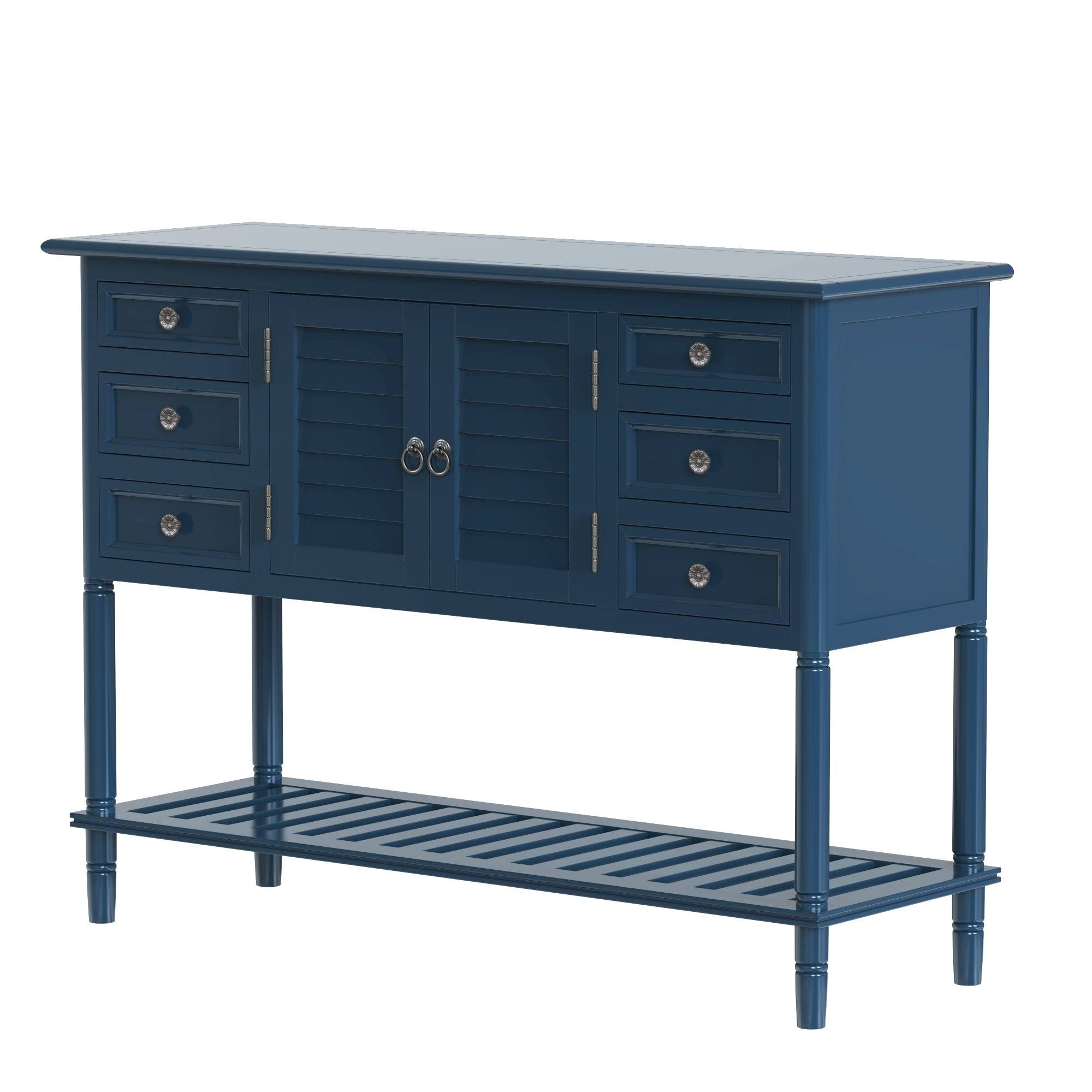 Nestfair Modern Console Table Sofa Table with 6 Drawers and Cabinet - Green