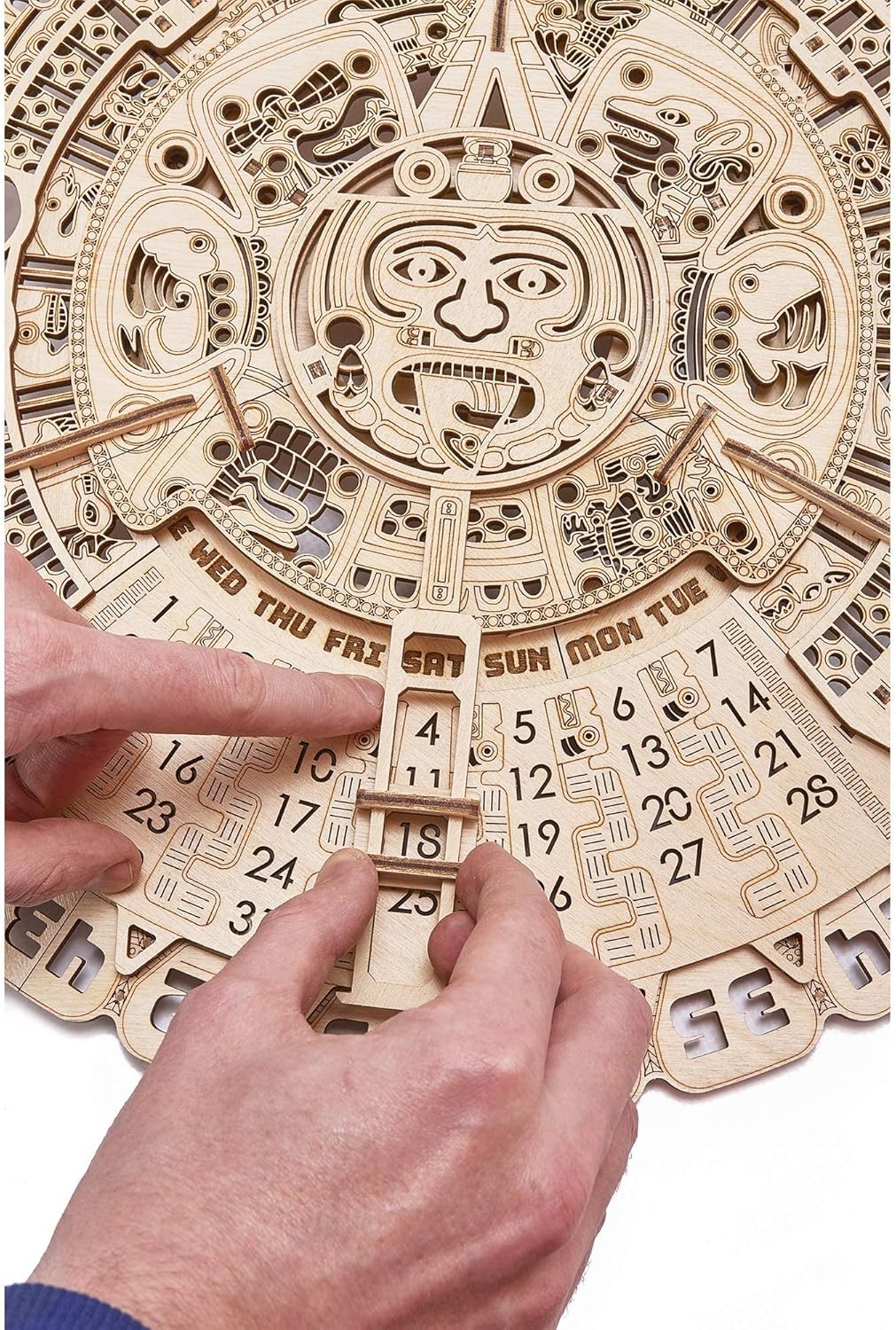Wood Trick Mayan Wall Calendar 3D Wooden Puzzles for Adults and Kids to Build - 16 - Wooden Model Kit - Aztec Calendar