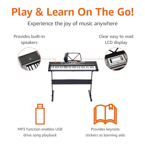 Amazon Basics Electric Keyboard 88-Keys, Semi-Weighted Digital Piano For Performance with Sustain Pedal, Power Supply, 2 Speakers, Lesson Mode, Black