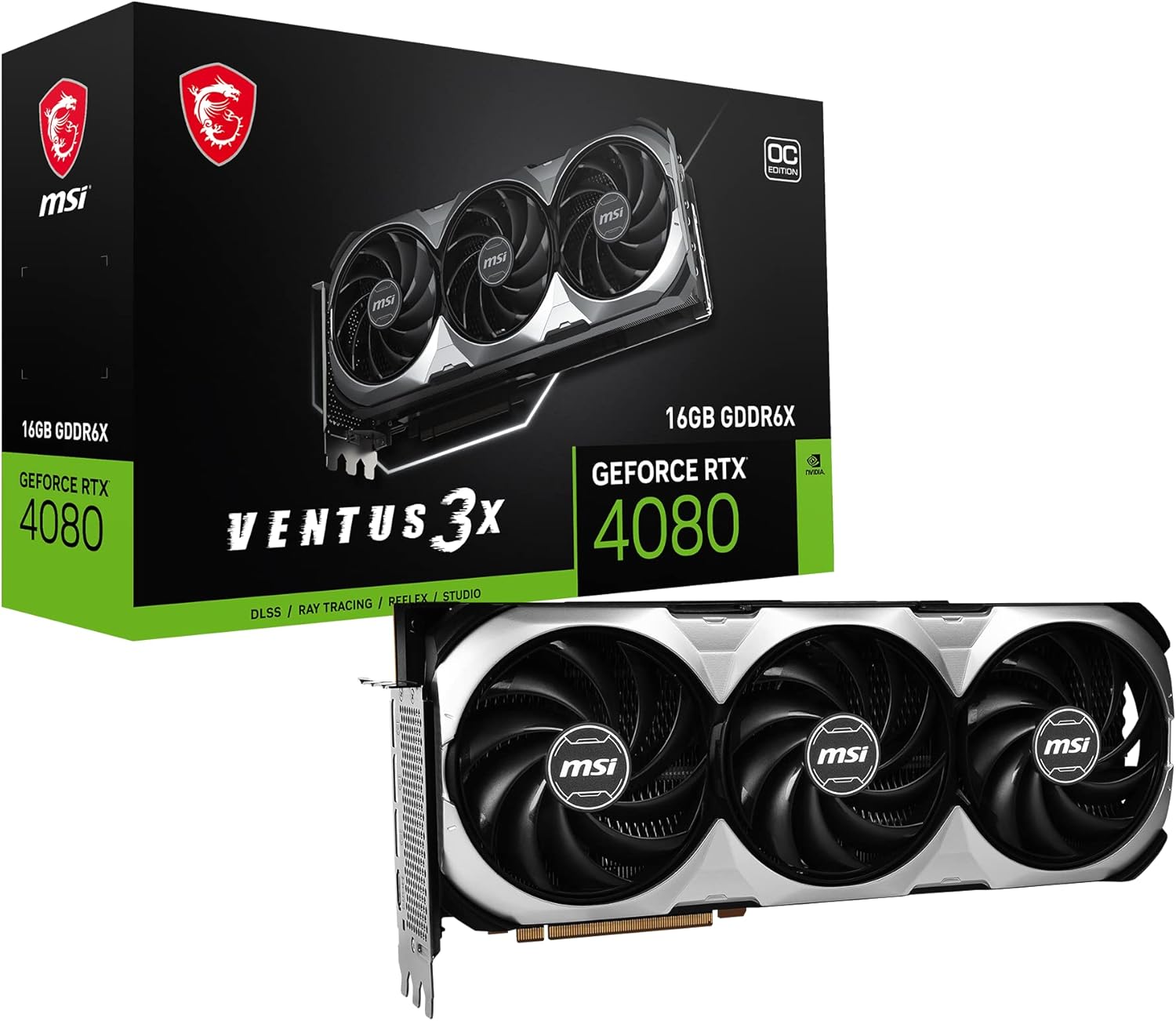 MSI Gaming GeForce RTX 4080 16GB GDRR6X 256-Bit HDMI/DP Nvlink Tri-Frozr 3 Ada Lovelace Architecture Graphics Card (RTX 4080 16GB Ventus 3X OC)