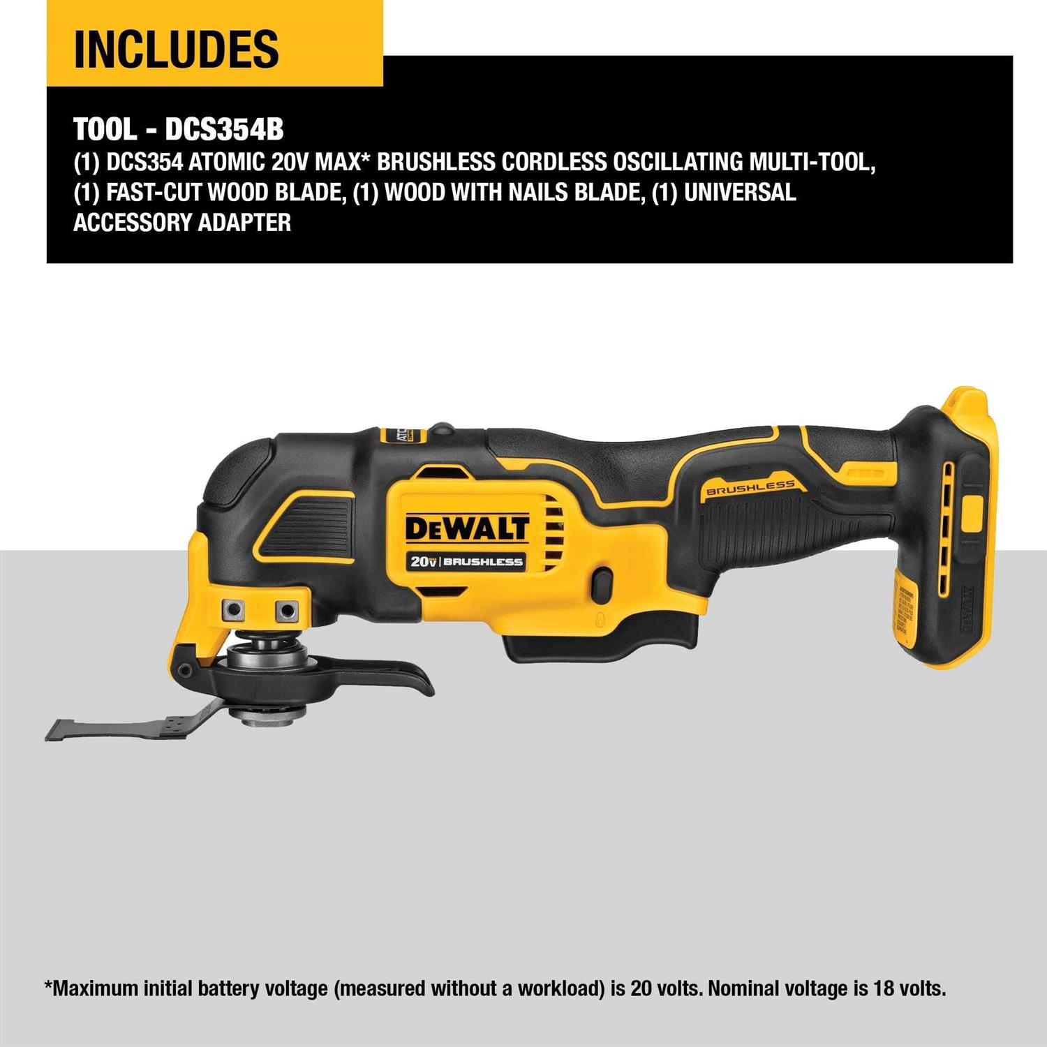 Dewalt DCS354B ATOMIC 20V Max Brushless Cordless Oscillating Multi-Tool