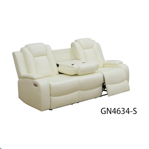 White Breathing Leather 3-Piece Living Room Recliner Sofa Set for Living Room/House/Bedroom/Office/Apartment (White,GN4634(C+L+S))
