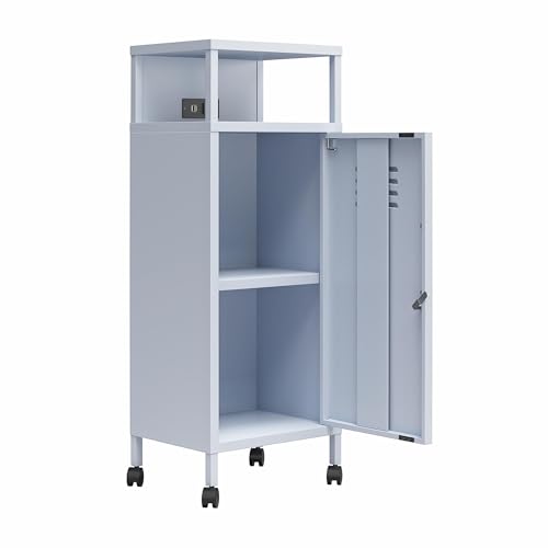 Novogratz Cache Metal Locker-Style Mobile Storage Cart, Hunter Green
