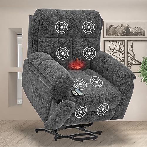 YONISEE Lift Chairs Recliner for Elderly, Super Oversized with Massage and Heat, Overstuffed Wide Recliners, Recliner Chairs for Adults, Heavy Duty and Safety Motion with Cup Holders, USB Ports