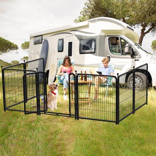 Tall Garden Fence, 32in(H) Dog Fence Outdoor for Yard. 12 Panels Total 27Ft(L) No Dig Fence, Suitable for Indoor or Outdoor Use Play Pens for Puppys, Large Dog Pen, Rabbit Fence for Garden