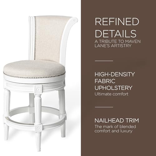 Maven Lane Pullman 31 Inch Tall Bar Height Upholstered Barstool with Back in Reclaimed Oak Finish with Ash Grey Fabric Cushion Seat