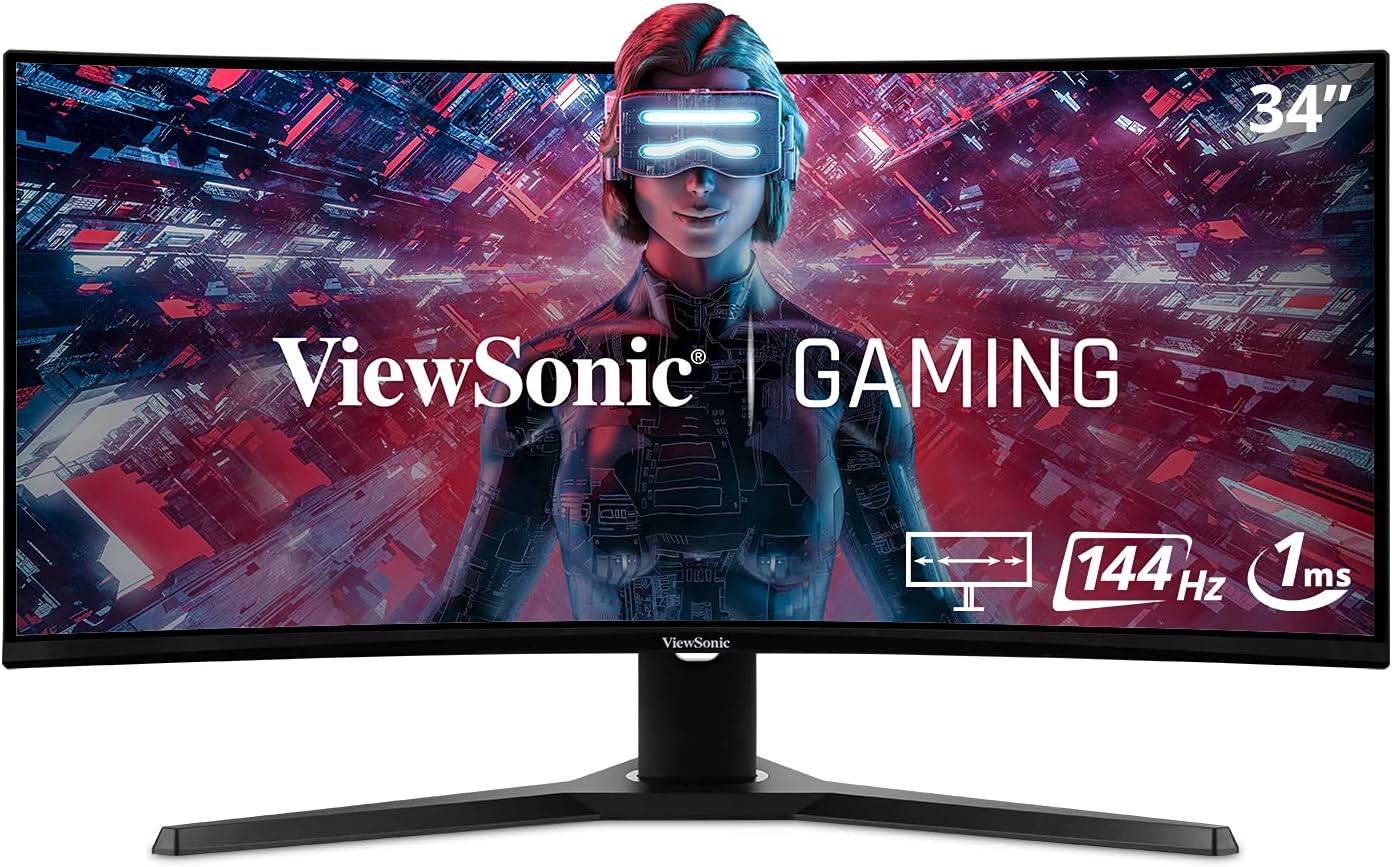 ViewSonic VX3218-PC-MHD 32 Inch Full HD 1080p 165Hz 1ms Curved Gaming Monitor with Adaptive-Sync Eye Care HDMI and Display Port