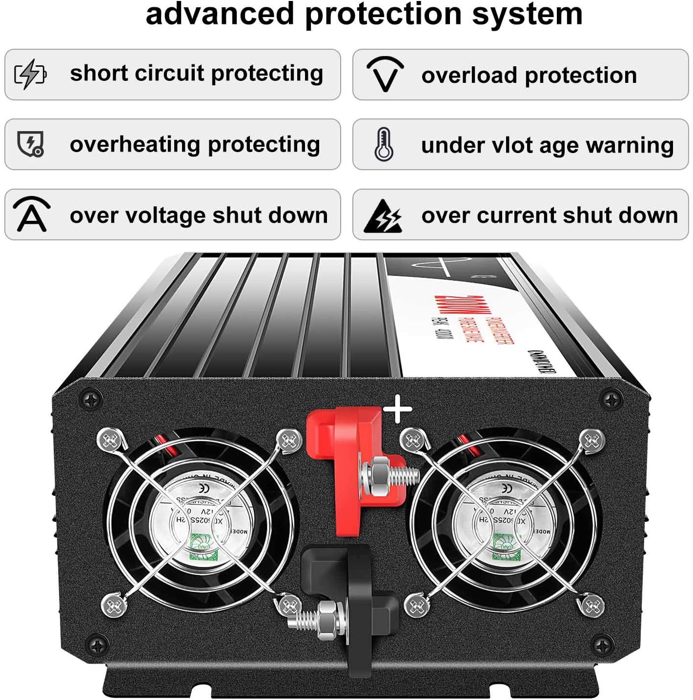 Xijia 3000W (Peak Power 6000W) Pure Sine Wave Power Inverter DC24V to 110V 120V ac Converter 60HZ with Soft Start for car &Camping (DC24V (Range 20V-30V) 3000W)