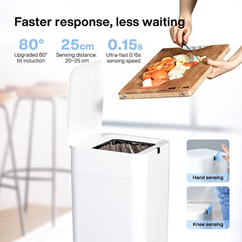 Airdeer Automatic Trash Can, Self Sealing and Self-Changing Smart Trash Can, Motion Sensor, Touchless Garbage can with lid for Kitchen Bathroom Bedroom Office, 6 Refill Bag Rings