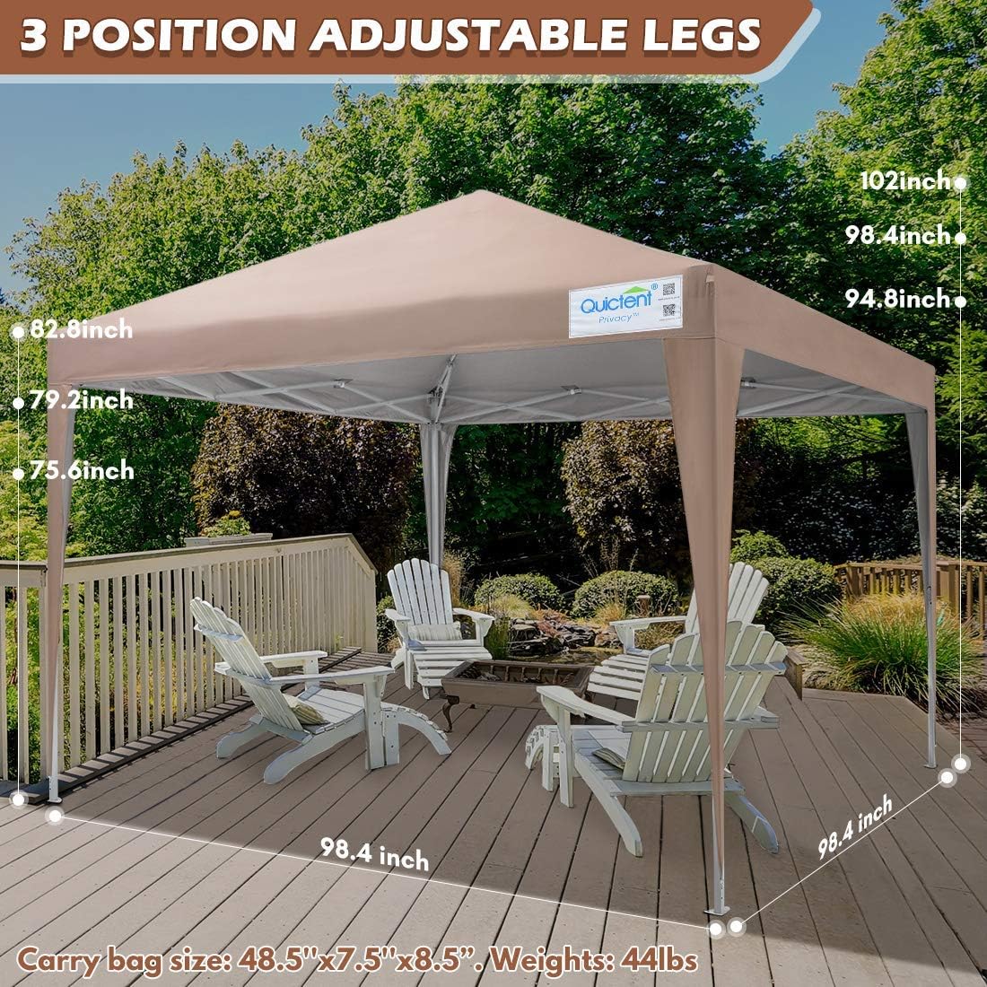 Quictent Upgraded Privacy 8x8 EZ Pop Up Canopy Tent Instant Canopy with 4 Sidewalls, Mesh Windows & Wheeled Bag 100% Waterproof