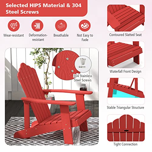 ORALNER Outdoor Adirondack Chair with Cup Holder, Plastic Resin Outdoor Deck Chair, 380 LBS Capacity, for Patio, Backyard, Porch, Balcony, Poolside, Garden, Lawn, Firepit (1, Black)