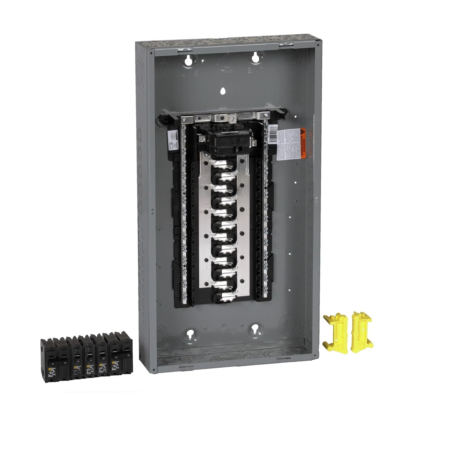 Square D - HOM2448M100PCVP Homeline Load Center With Cover, 100-Amp Convertible Main Breaker, 1-Phase, 24-Space, 48-Circuit, Indoor - Value Pack Plug-On Neutral Ready