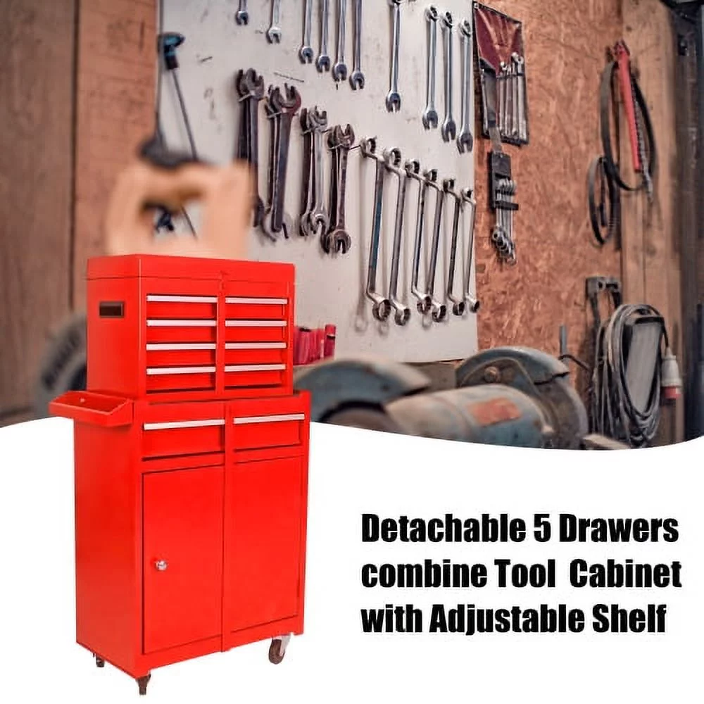 Rolling Tool Chest with Wheels and 8 Drawers, Detachable Large Toolbox Storage Cabinet with Lock,Locking Mechanic Tool Cart for Warehouse, Workshop,Garage,Blue