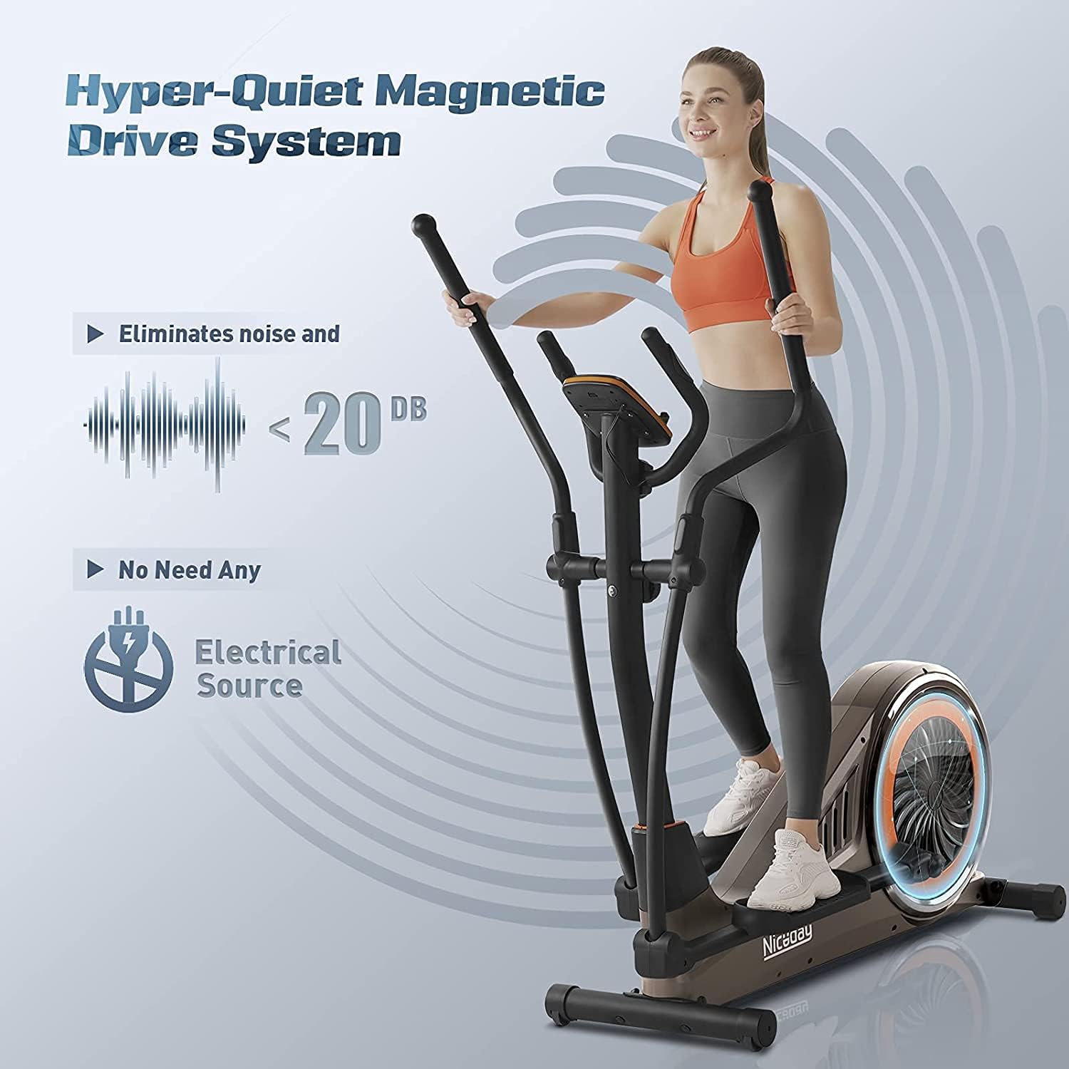Niceday Elliptical Machine & Recumbent Exercise Bike,16 Resistance Levels and 400LB Weight Limit