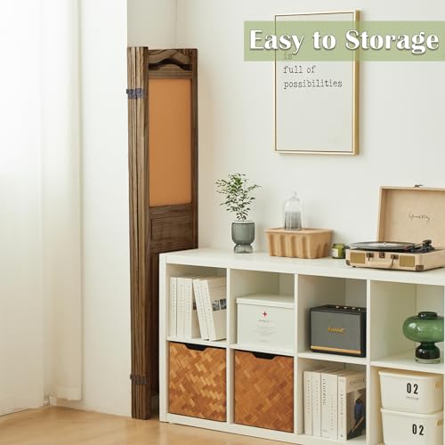 6 Panel Room Divider, 5.6FT Wall Divider for Room Separation, 6 Panel Wood Room Dividers and Folding Privacy Screens for Home Office Restaurant Bedroom Store, Light Brown