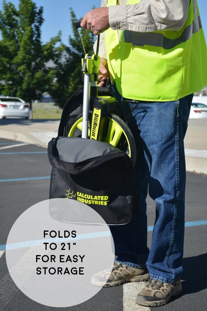 Calculated Industries #6575 DigiRoller Plus III 12.5 Inch Estimators Electronic Distance Measuring Wheel with Large Backlit Digital Display; Measure in Feet, Inches, Meters, Yards; FREE Carrying Pack