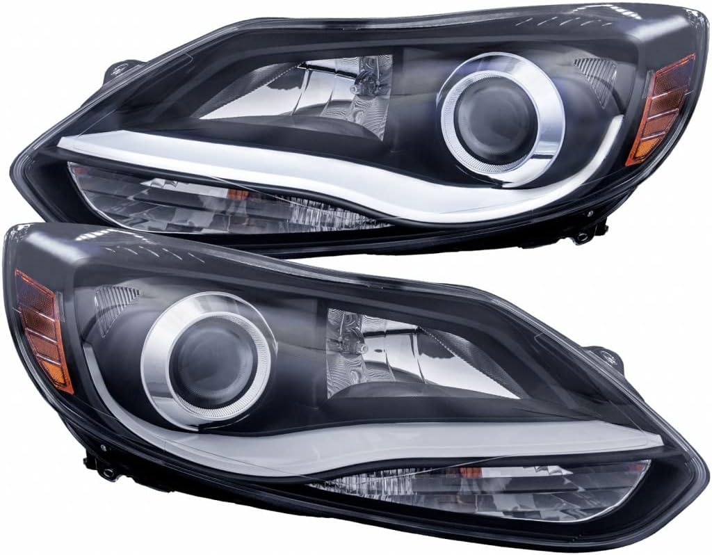 ANZO For Ford Focus 2012-2015 Projector Headlights w/Plank Style Design Black | 121490