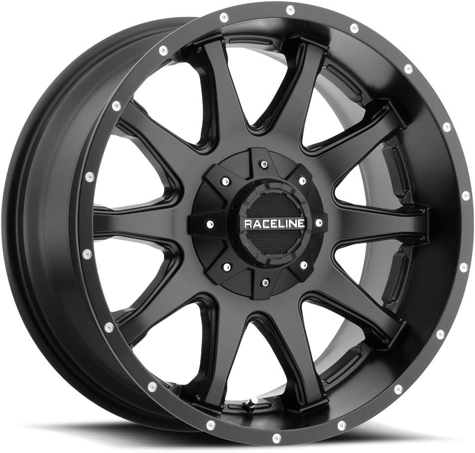 Raceline Wheels 930B SHIFT Wheel Black 17X95X5/5X5.5 Bolt Pattern -12mm Offset/(4.5B/S) 10 Spoke Aluminum Passenger Car Wheels, Full Size Replacement Black Car Rims