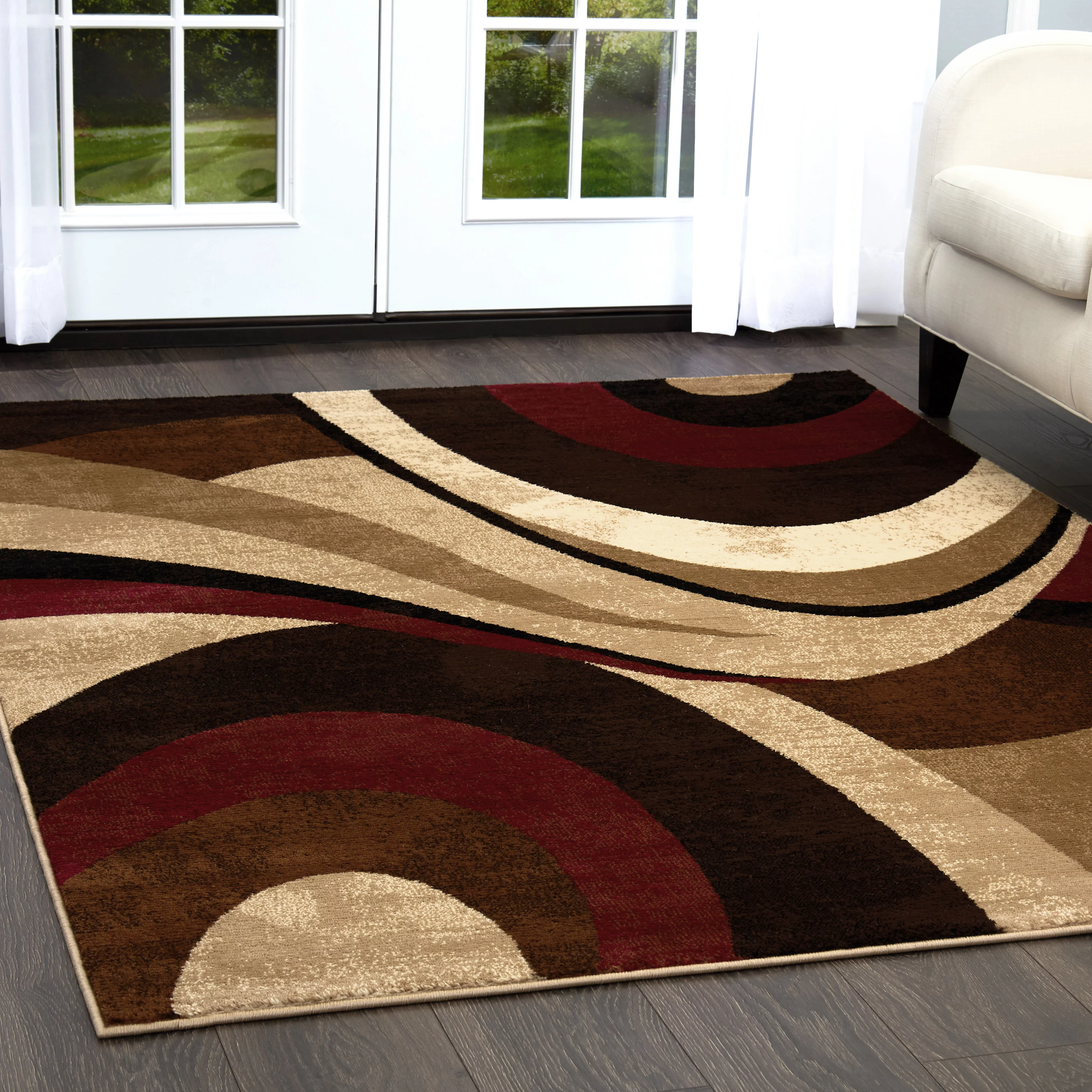 Home Dynamix Tribeca Slade Contemporary Abstract Area Rug, Brown/Red, 7'10" Round