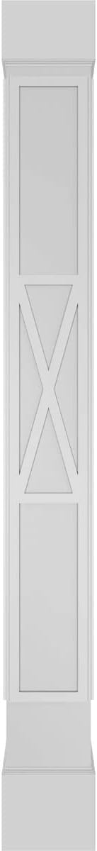 Ekena Millwork 8"W x 8'H Craftsman Classic Square Non-Tapered X-Board Farmhouse Fretwork Column w/ Standard Capital & Standard Base