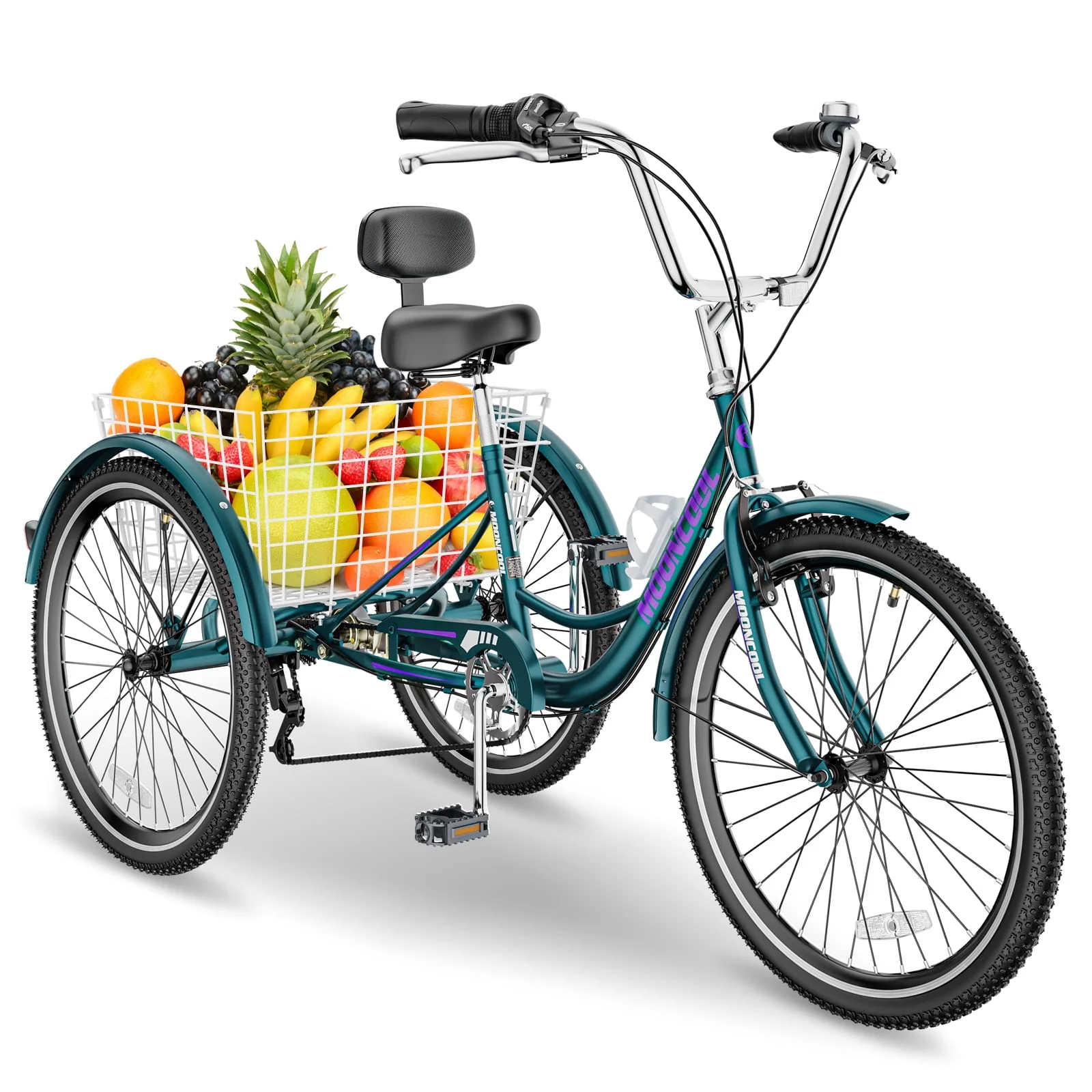 FICISOG 26 Adult Tricycle, 3 Wheel 7 Speed Bikes,450lbs Capacity Cruise Trike with Shopping Basket