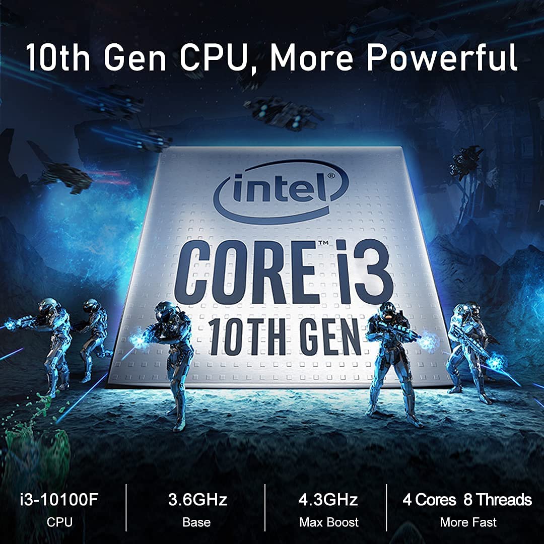 PARTAKER Mini Gaming PC,Desktop Computer,Powerful Mini PC with Core i5 10400F Hexa Core Processor, 32GB DDR4 1TB SSD, GTX1050Ti, 4K, Dual Monitor Capable, Win10 Pro