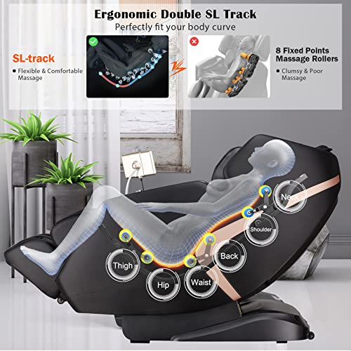 Giantex 3D Full Body Massage Chair, Zero-Gravity Massage Recliner Chair w/ 7'' Touch Screen & SL Track, 12 Auto Mode (Black + Brown)