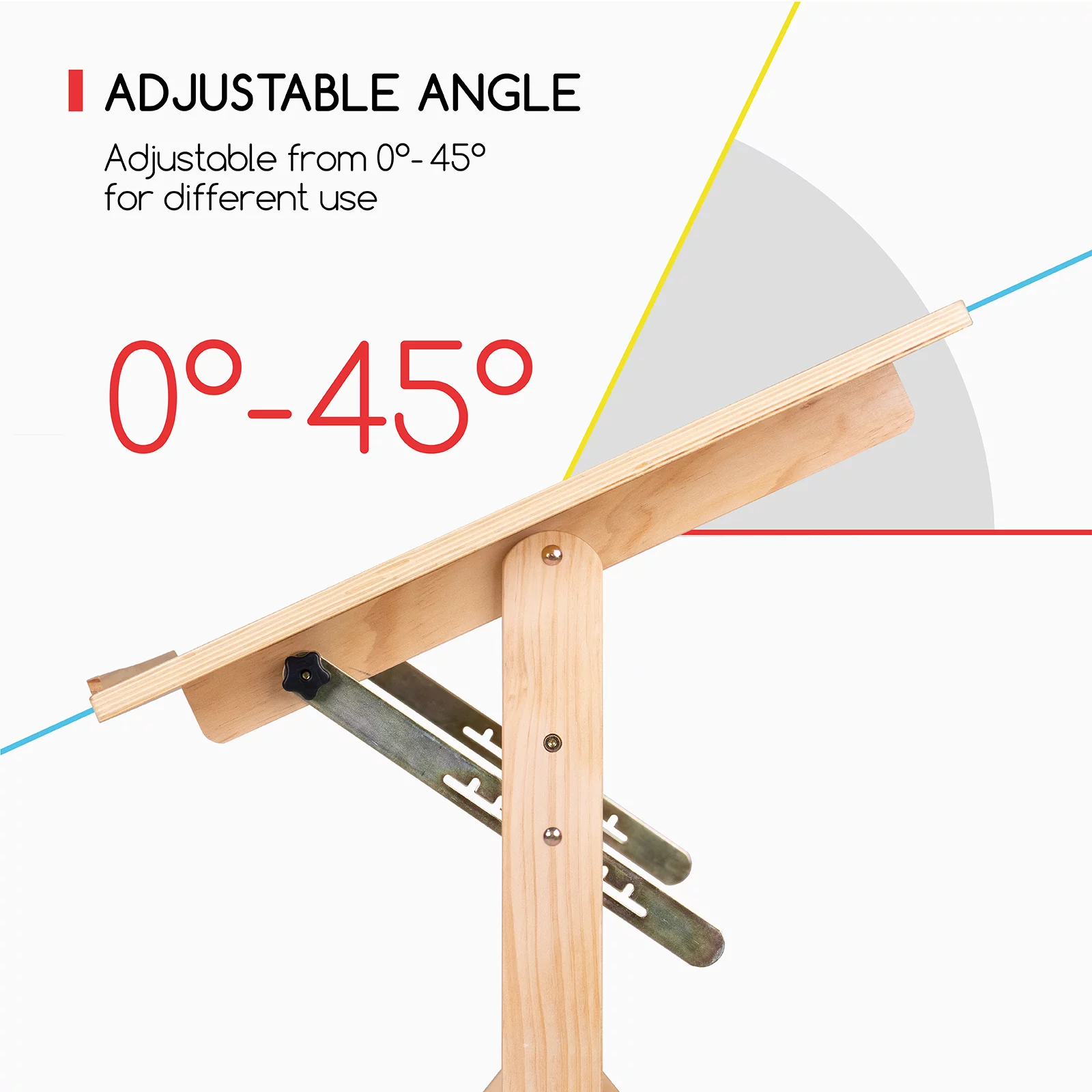 MEEDEN Solid Wood Drafting Table, Artist Drawing Table with 36" x 24" Angle Adjustable Top and Adjustable Height, Studio Painting Table & Art Desk for Artwork, Graphic Design, Writing