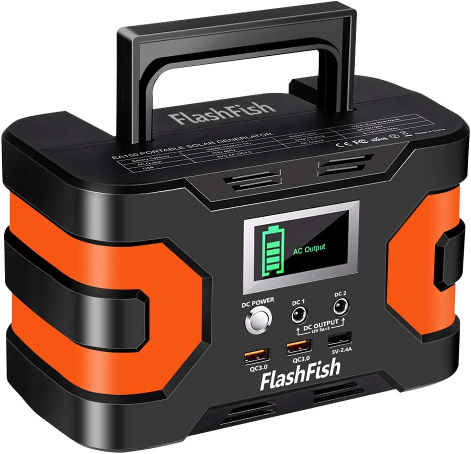 200W Peak Power Station, Flashfish CPAP Battery 166Wh 45000mAh Backup Power Pack 110V 150W Lithium Battery Pack Camping Solar Generator For CPAP Camping Home Emergency Power Supply