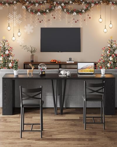 GAOMON 3 Piece Bar Table Set for 2, Bar Table and Chairs Set with with Flip Top Extension, Dining Table Set with Storage Shelves, Suitable for Small Space Kitchen Apartment, Grey