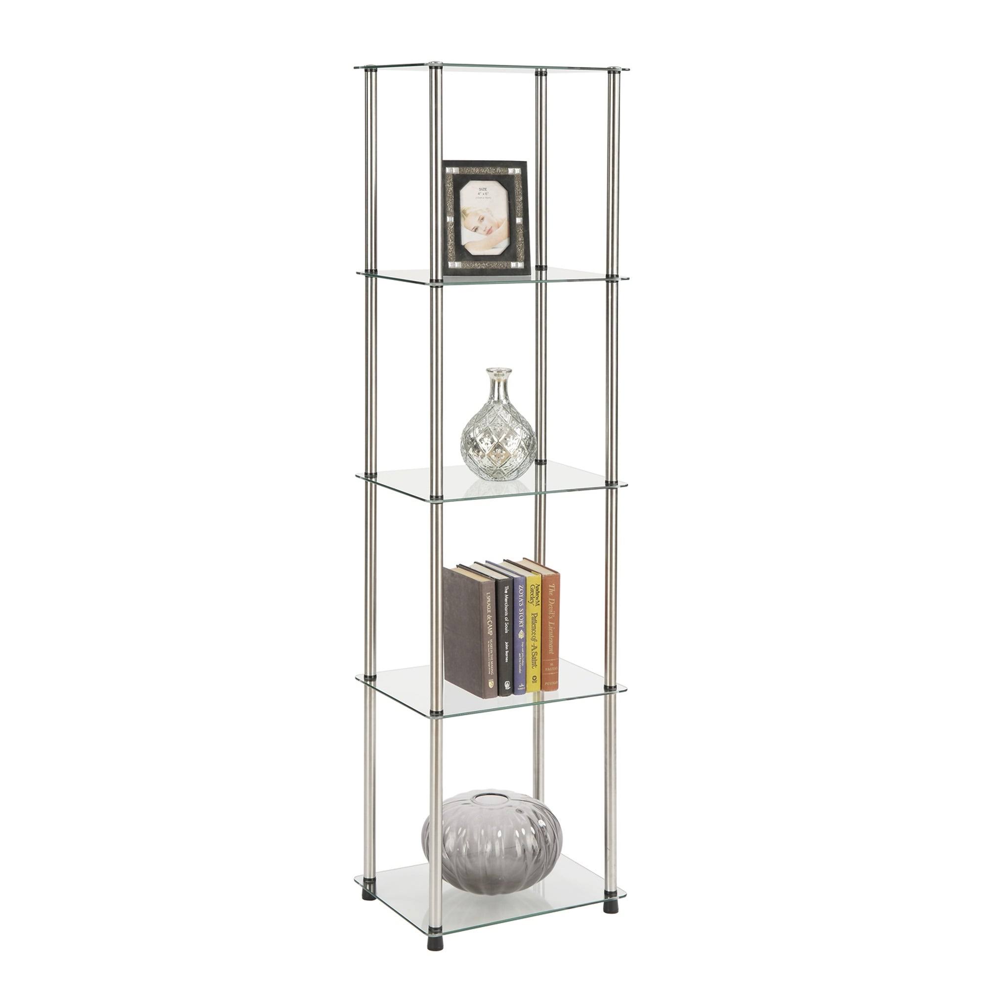 Convenience Concepts Designs2Go Classic 5-Tier Tower, Black Glass