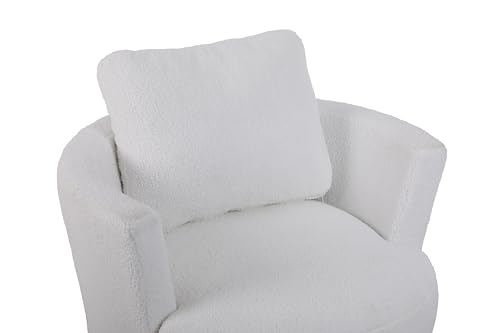 Swivel Barrel Chair,Teddy Round Swivel Accent Chair,Comfy Modern 360 Degree Swivel Reading Chair,Sherpa Armchair Swivel Club Chair for Bedroom,Hotel, Living Room,Nursery,White