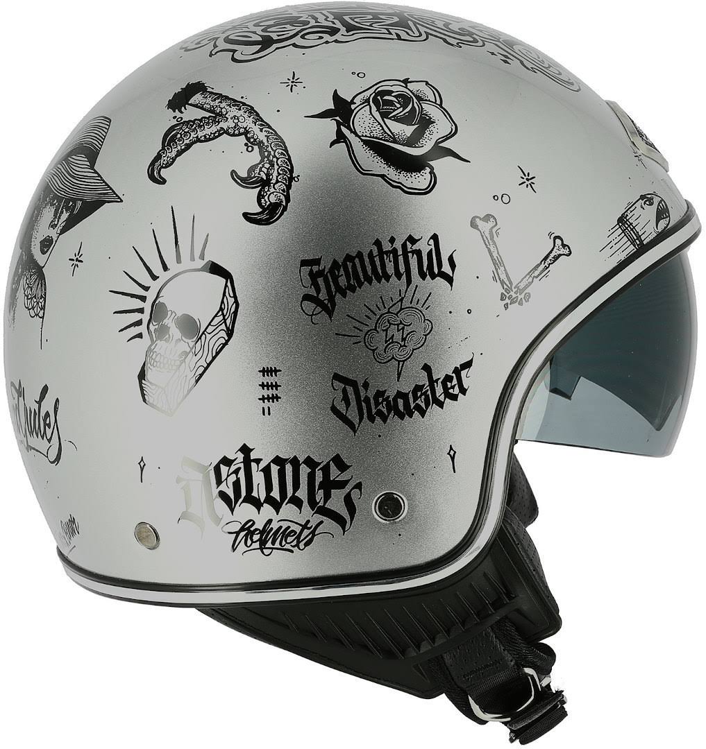 Astone Mini 66 Flash Tattoo Jet Helmet Silver L