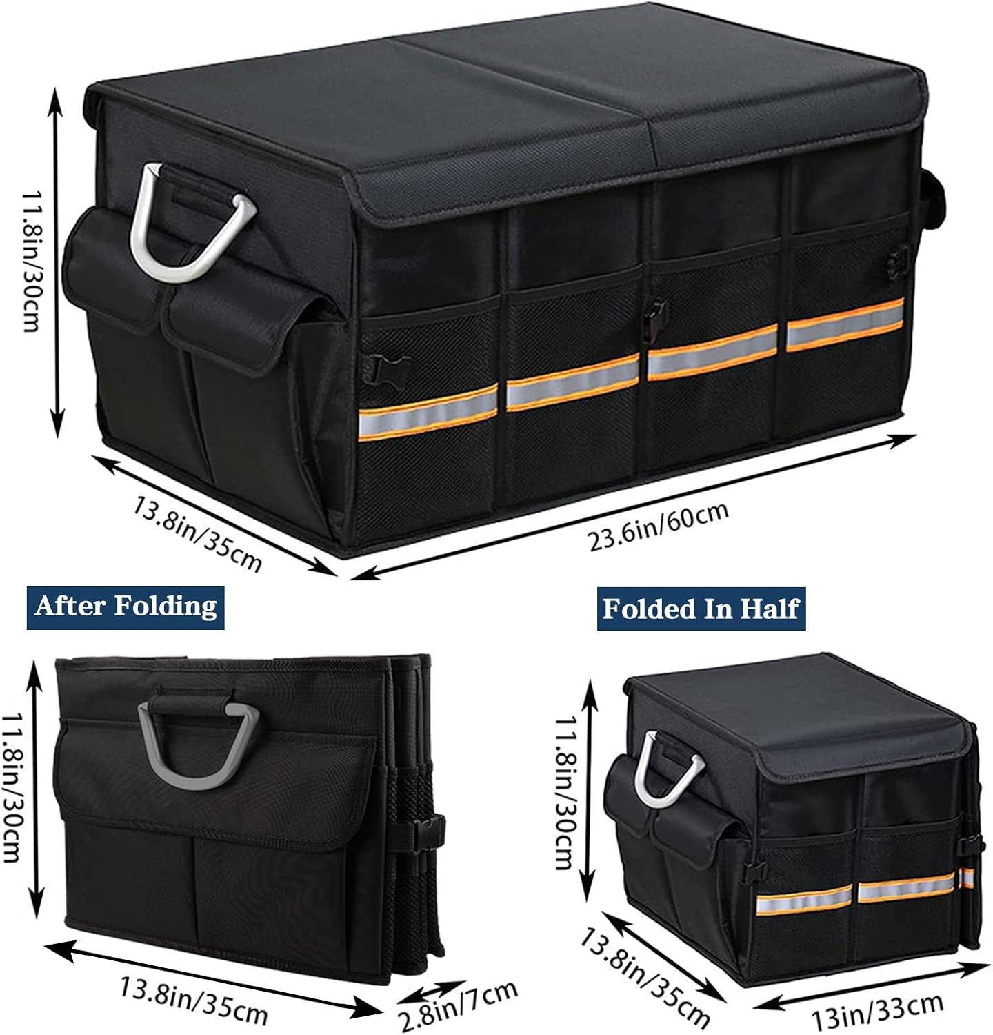 Car Trunk Organizer, Trunk organizers and storage suv, Trunk Organizer with Multi Pockets Collapsible Multi-Compartment Car Organizer Apply To SUV, Truck, Minivan(Black)