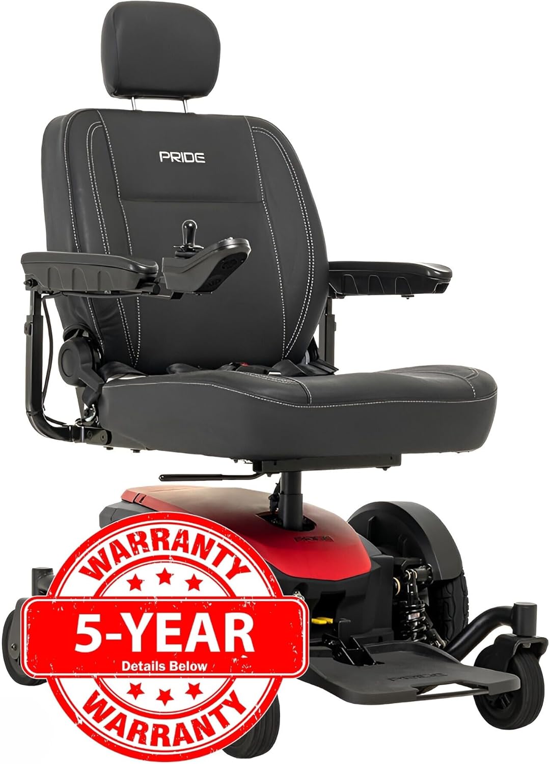 Pride Jazzy EVO 614 HD Power Chair - Electric Wheelchair Scooter for Adults, 450 Lbs Weight Capacity, NF-22 Battery, Cardinal Red, 24x"22-24" Seat Size